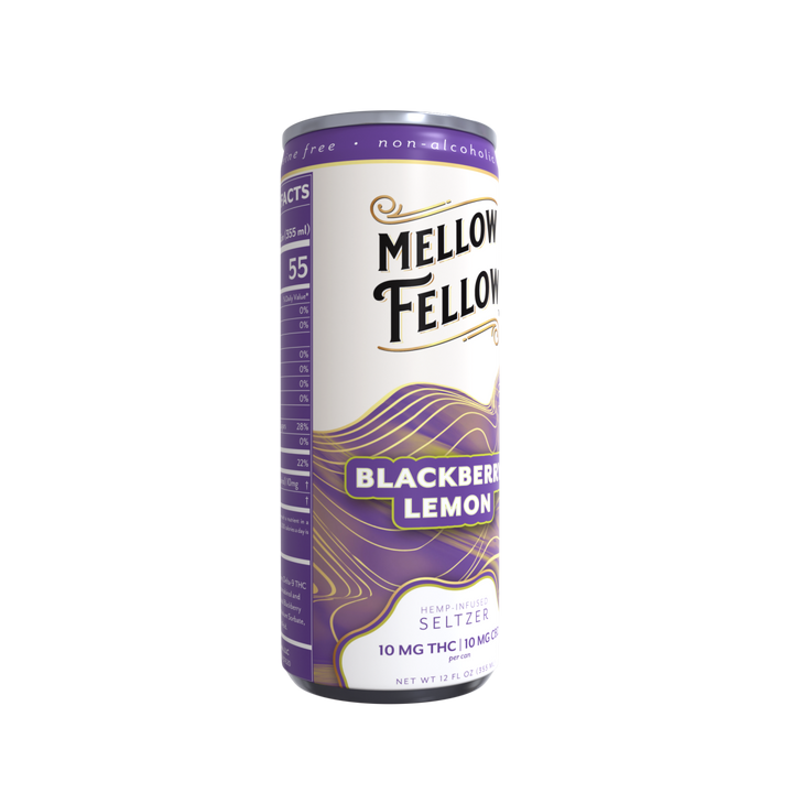 Delta 9 THC + CBD Seltzer Beverage 20MG - Blackberry Lemon 4 Pack - Mellow Fellow