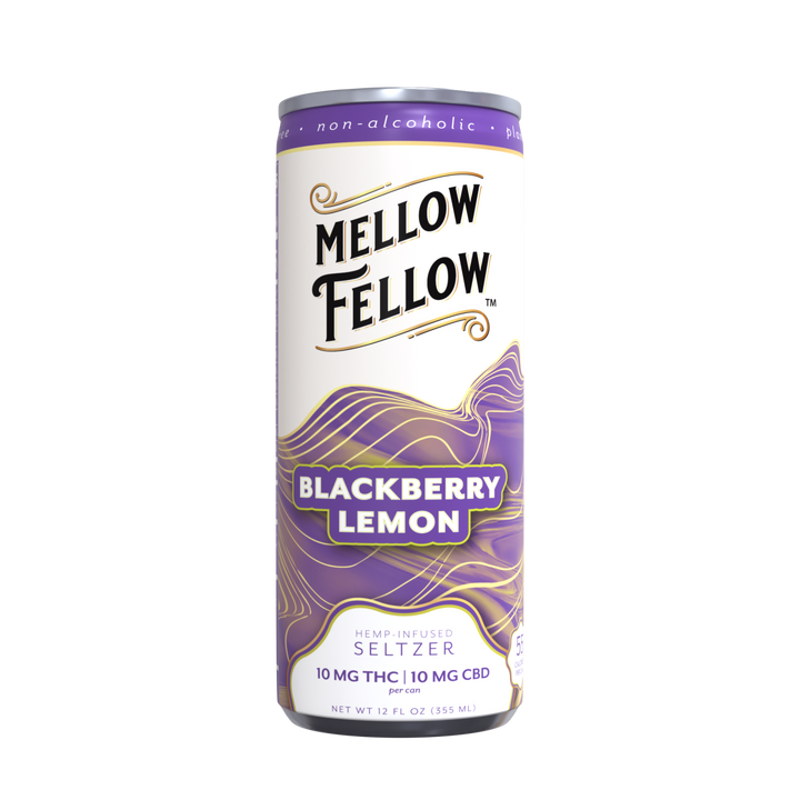 Delta 9 THC + CBD Seltzer Beverage 20MG - Blackberry Lemon 4 Pack - Mellow Fellow