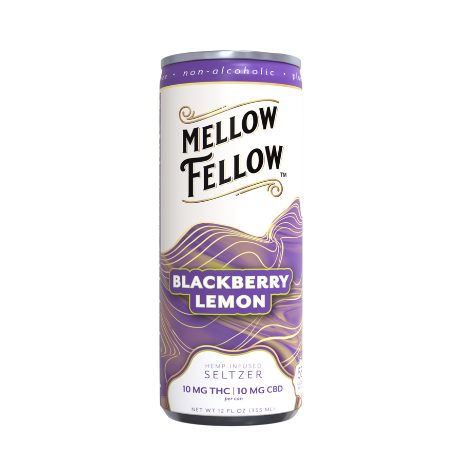 Delta 9 THC + CBD Seltzer Beverage 20MG - Blackberry Lemon 4 Pack - Mellow Fellow