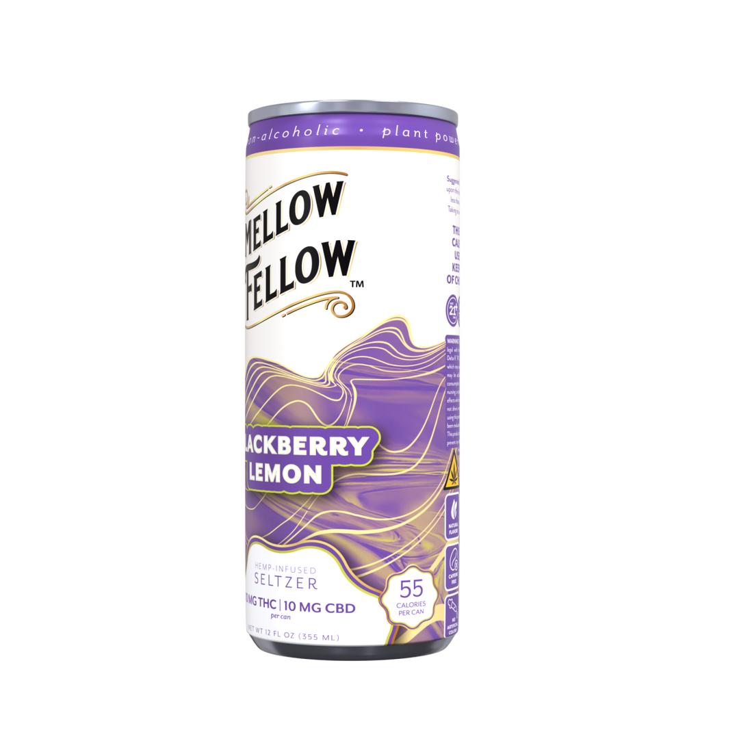 Delta 9 THC + CBD Seltzer Beverage 20MG - Blackberry Lemon 4 Pack - Mellow Fellow