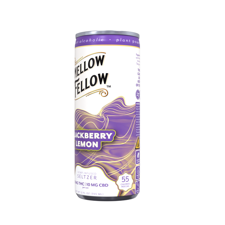 Delta 9 THC + CBD Seltzer Beverage 20MG - Blackberry Lemon 4 Pack - Mellow Fellow