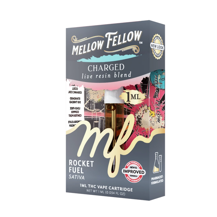 Charged Blend 1ml Live Resin Vape Cartridge - Rocket Fuel (Sativa) - Mellow Fellow