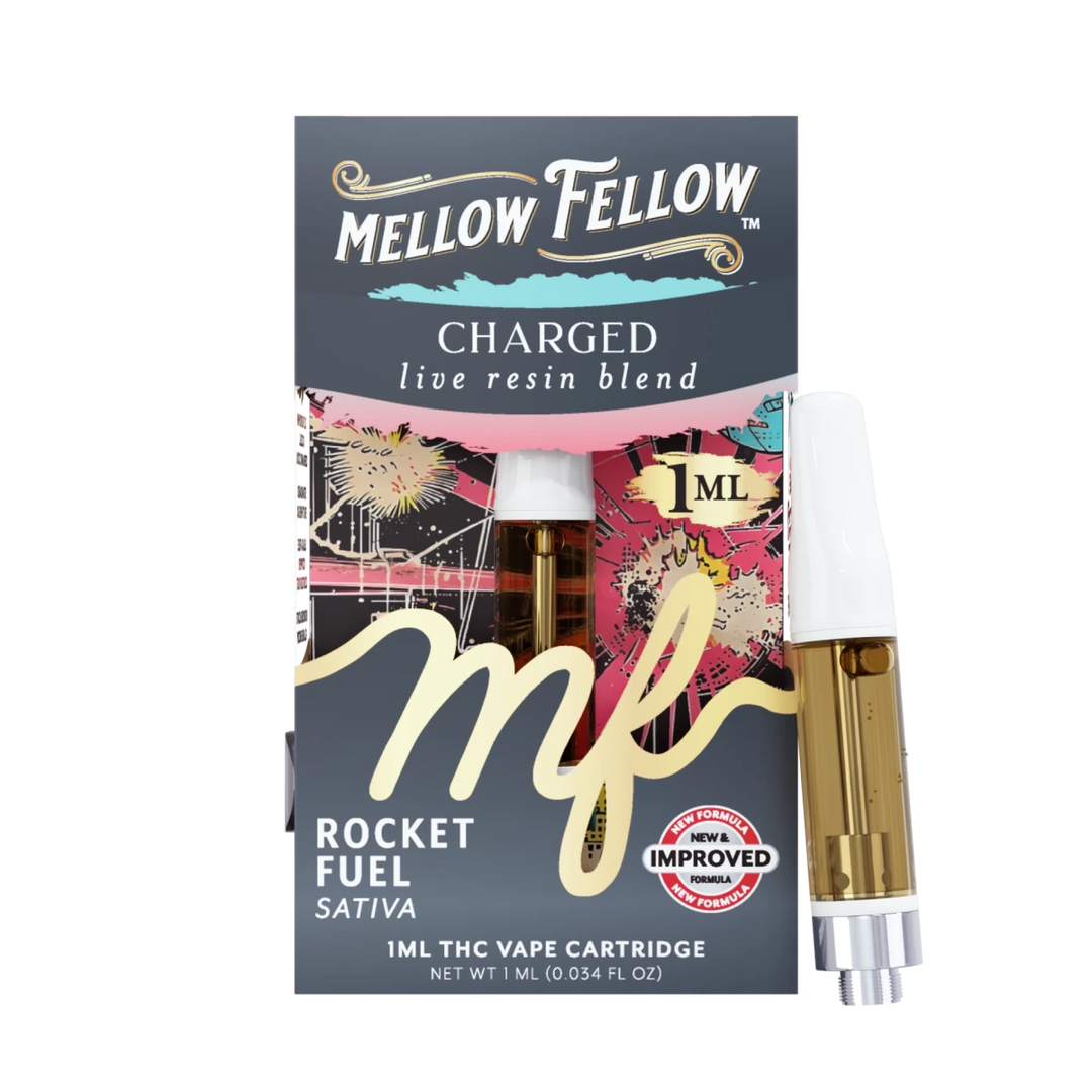 Charged Blend 1ml Live Resin Vape Cartridge - Rocket Fuel (Sativa) Mellow Fellow Charged Blend 1ml Live Resin Vape Cartridge - Rocket Fuel (Sativa) Mellow Fellow