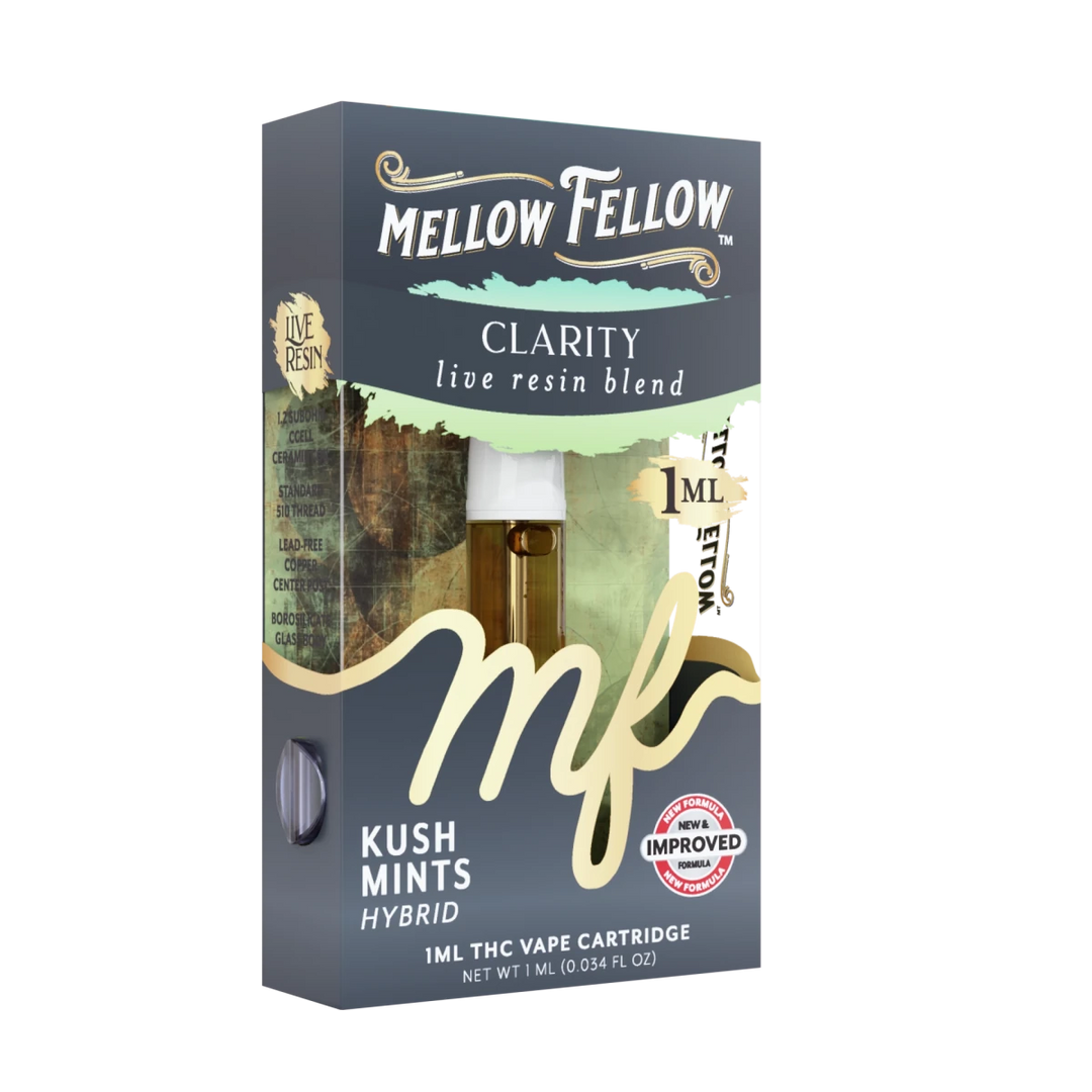 Clarity Blend 1ml Live Resin Vape Cartridge - Kush Mints (Hybrid) - Mellow Fellow