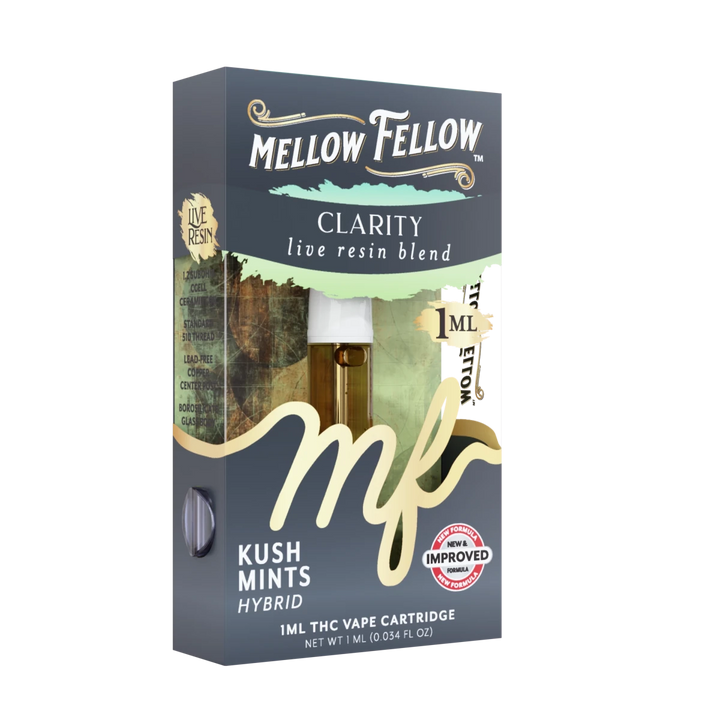 Clarity Blend 1ml Live Resin Vape Cartridge - Kush Mints (Hybrid) - Mellow Fellow