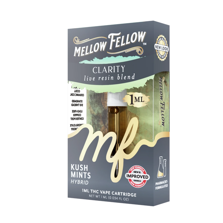 Clarity Blend 1ml Live Resin Vape Cartridge - Kush Mints (Hybrid) - Mellow Fellow