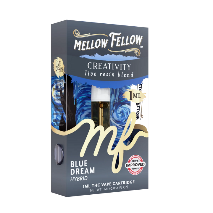 Creativity Blend 1ml Live Resin Vape Cartridge - Blue Dream (Hybrid) - Mellow Fellow
