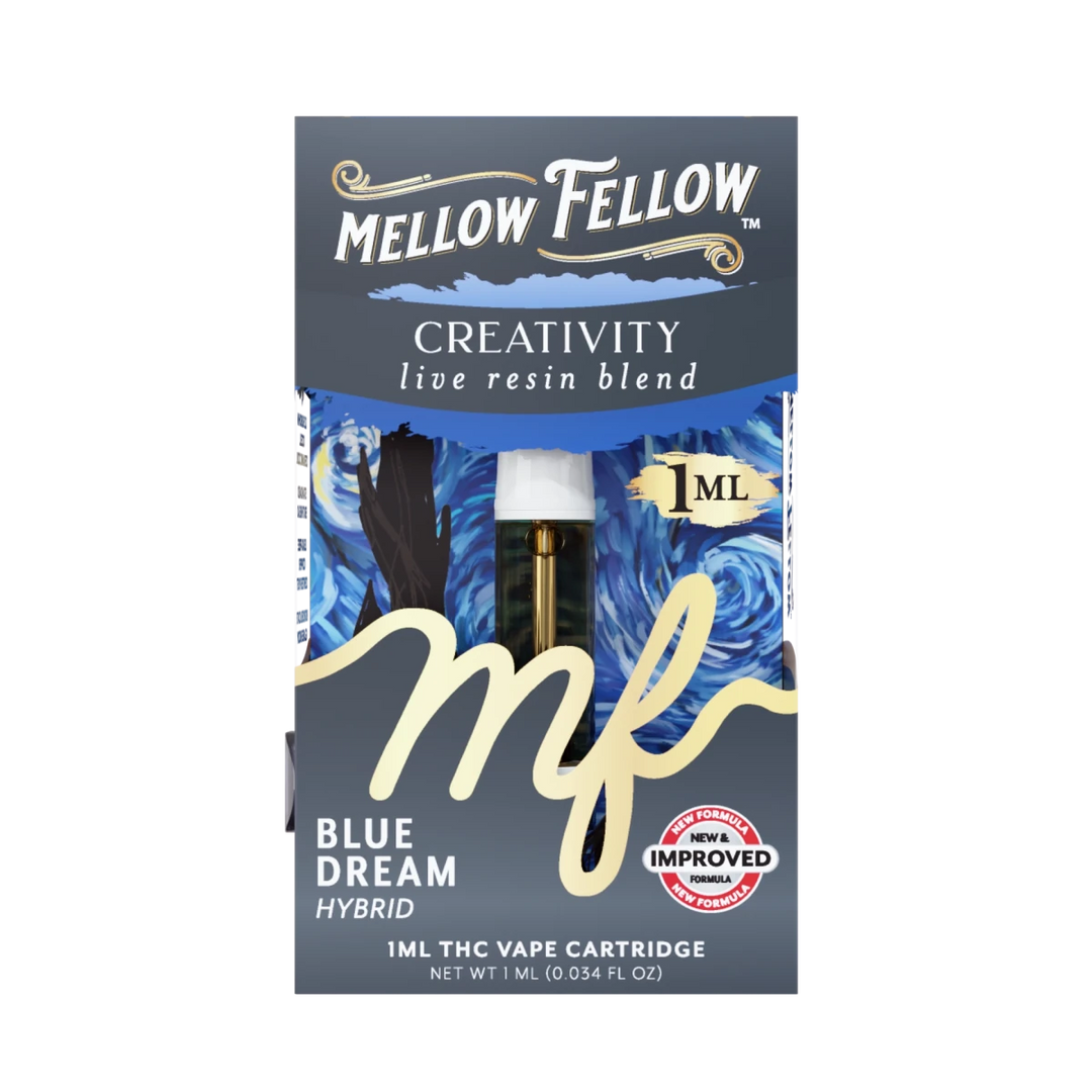 Creativity Blend 1ml Live Resin Vape Cartridge - Blue Dream (Hybrid) - Mellow Fellow Creativity Blend 1ml Live Resin Vape Cartridge - Blue Dream (Hybrid) - Mellow Fellow