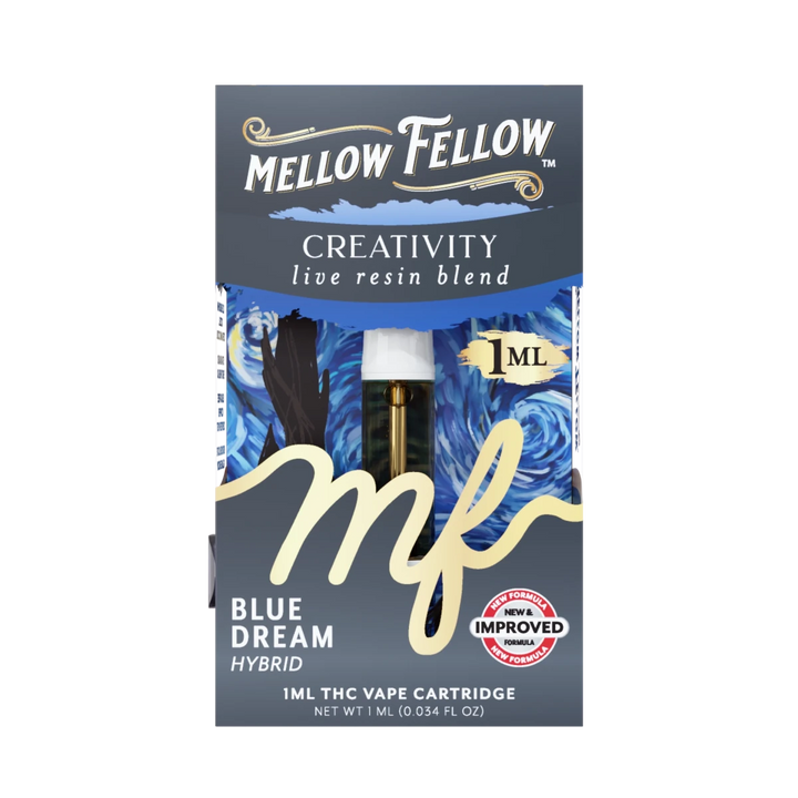 Creativity Blend 1ml Live Resin Vape Cartridge - Blue Dream (Hybrid) - Mellow Fellow