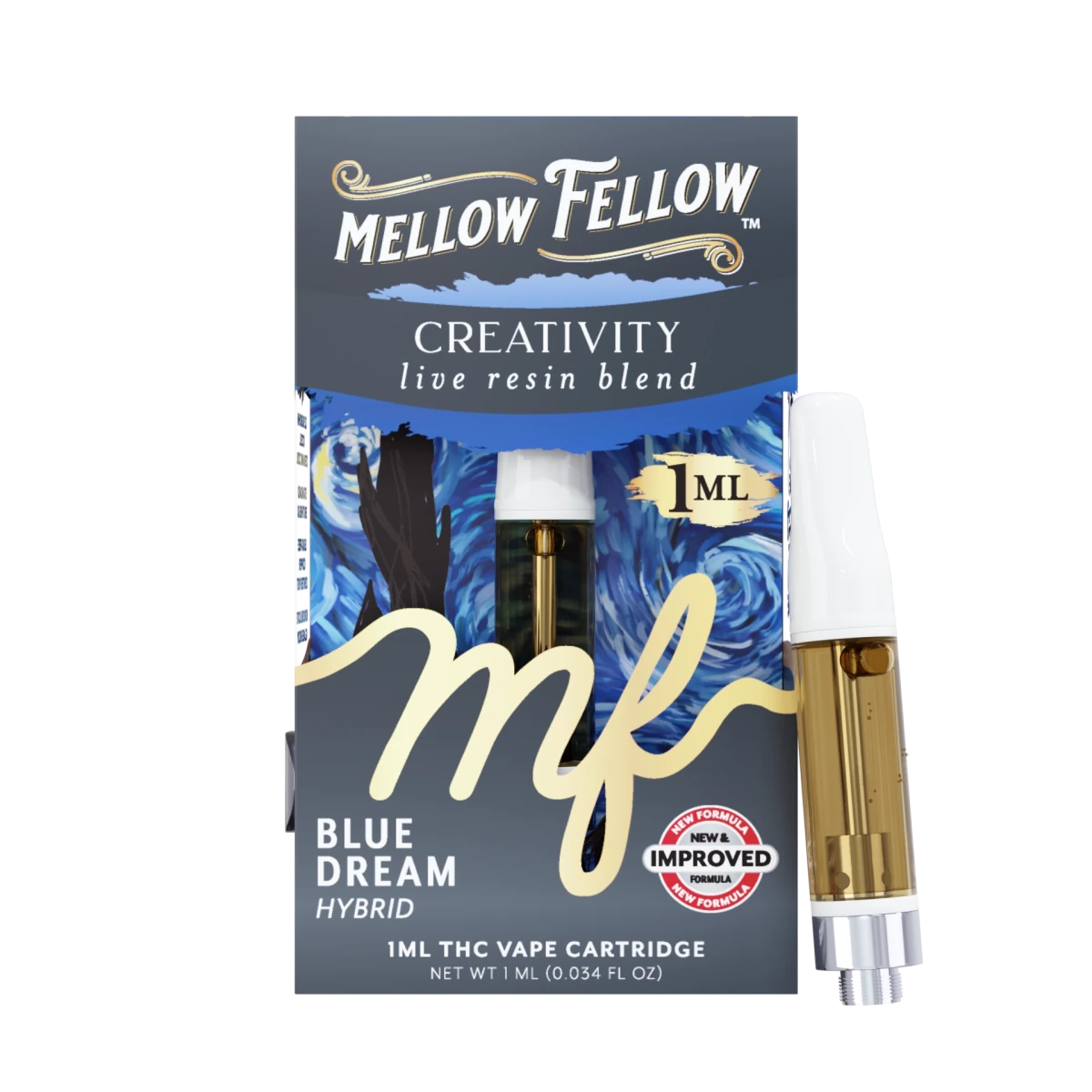 Creativity Blend 1ml Live Resin Vape Cartridge - Blue Dream (Hybrid) -  Mellow Fellow