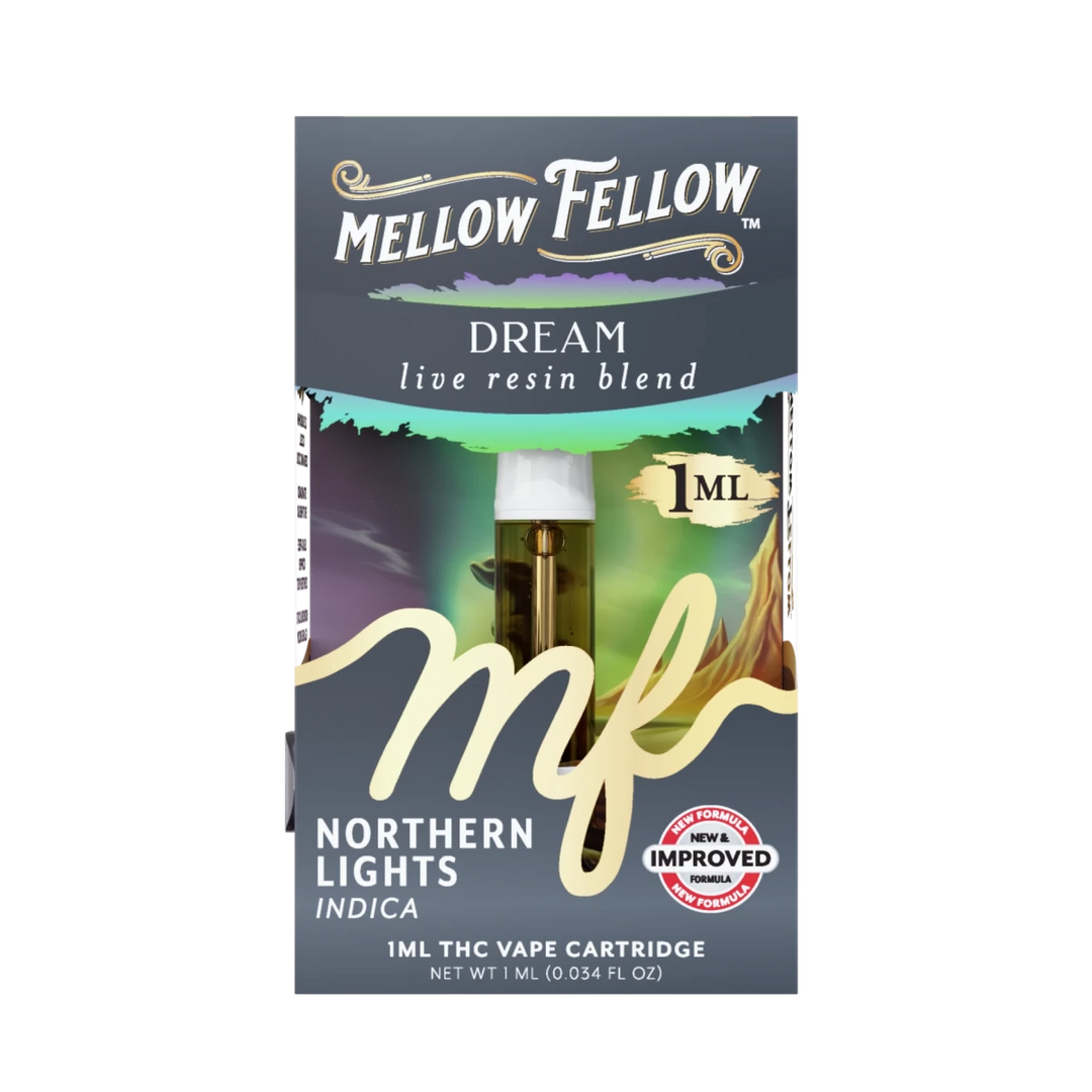 Dream Blend 1ml Live Resin Vape Cartridge - Northern Lights (Indica) - Mellow Fellow