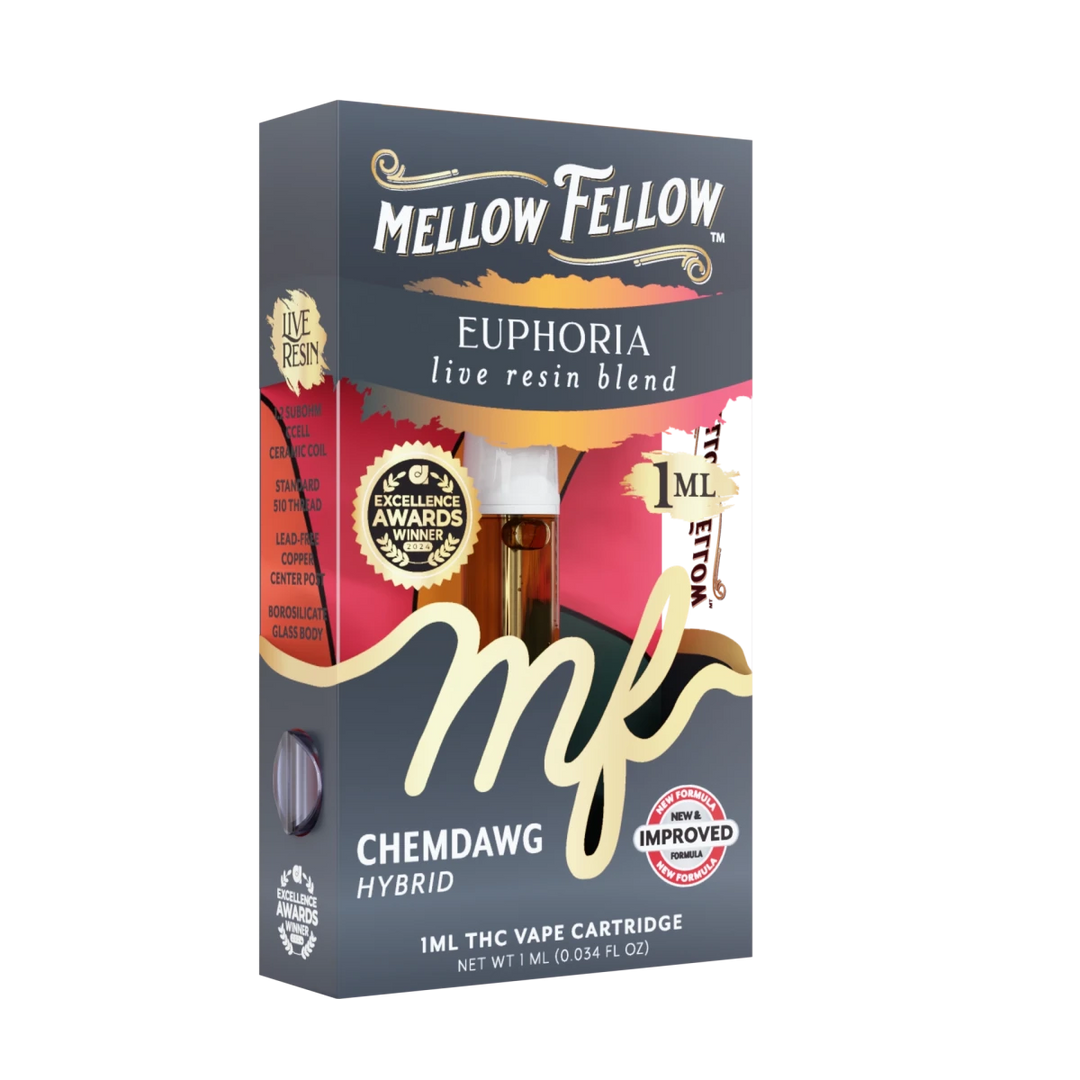 Euphoria Blend 1ml Live Resin Vape Cartridge - Chemdawg (Hybrid) - Mellow Fellow
