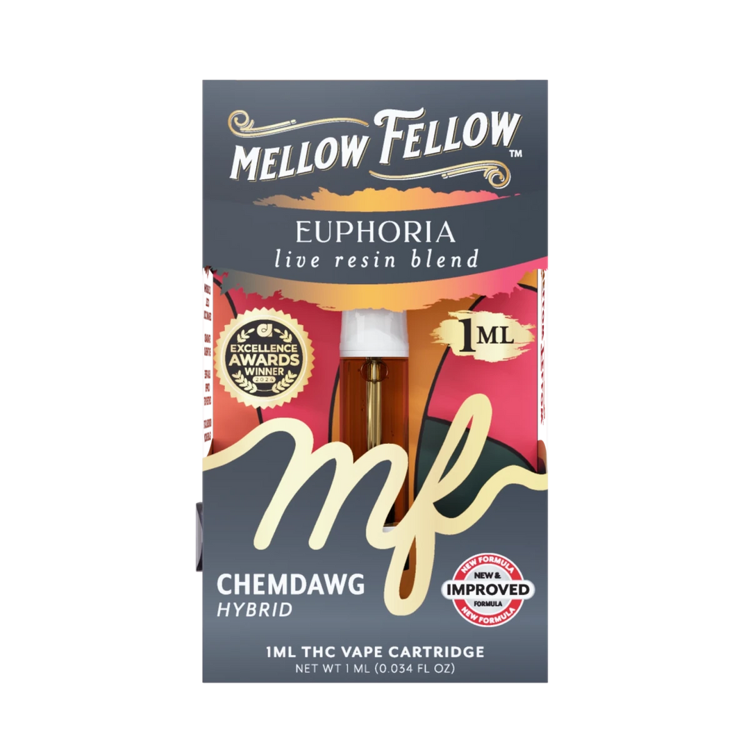 Euphoria Blend 1ml Live Resin Vape Cartridge - Chemdawg (Hybrid) - Mellow Fellow