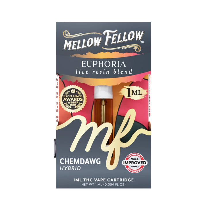 Euphoria Blend 1ml Live Resin Vape Cartridge - Chemdawg (Hybrid) - Mellow Fellow