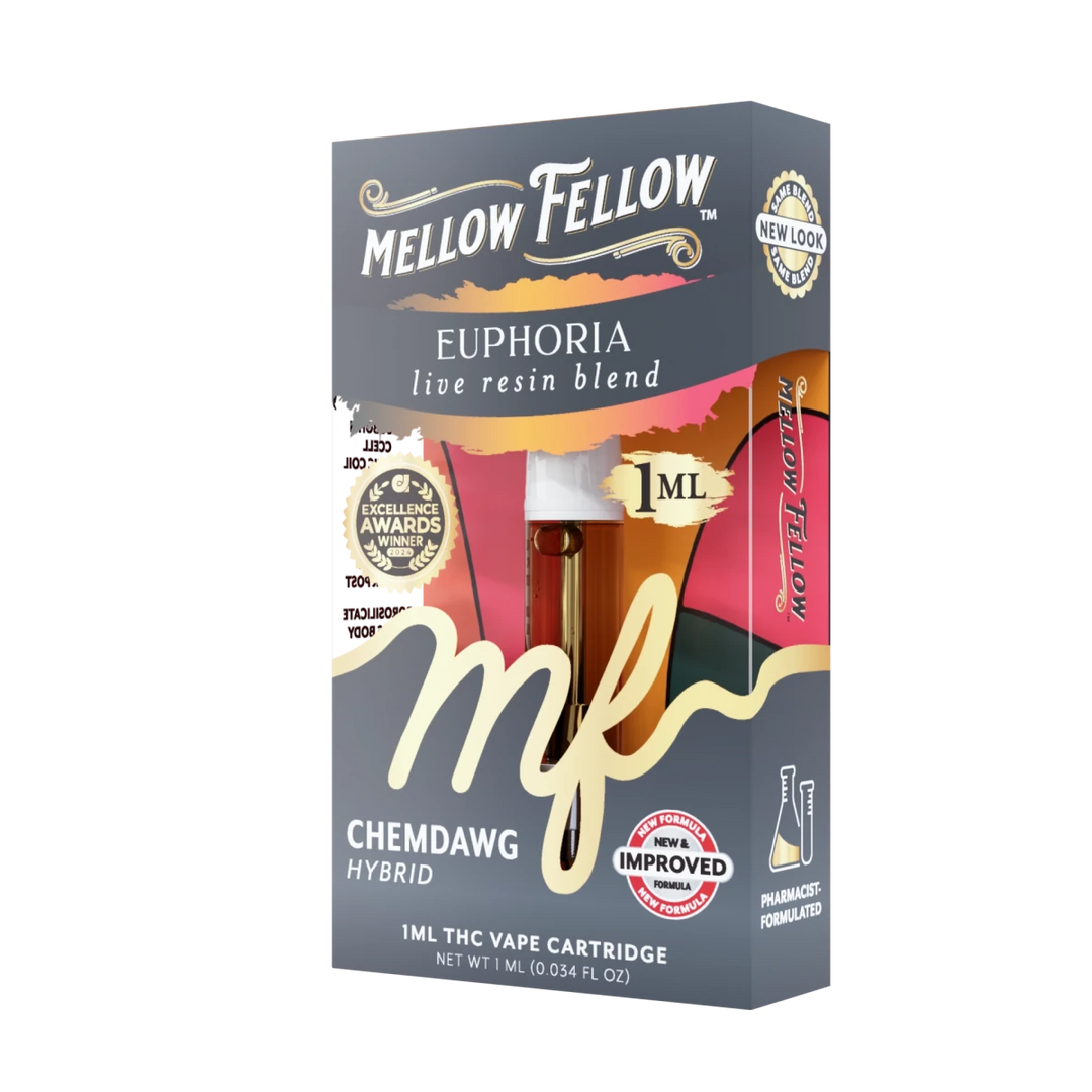 Euphoria Blend 1ml Live Resin Vape Cartridge - Chemdawg (Hybrid) - Mellow Fellow