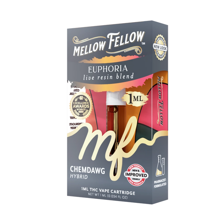 Euphoria Blend 1ml Live Resin Vape Cartridge - Chemdawg (Hybrid) - Mellow Fellow