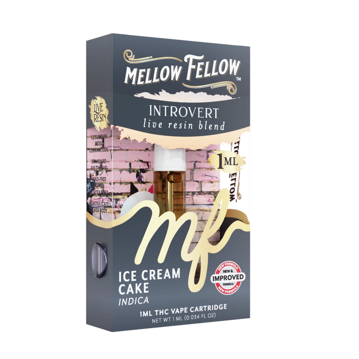 Introvert Blend 1ml Live Resin Vape Cartridge - Ice Cream Cake (Indica) - Mellow Fellow