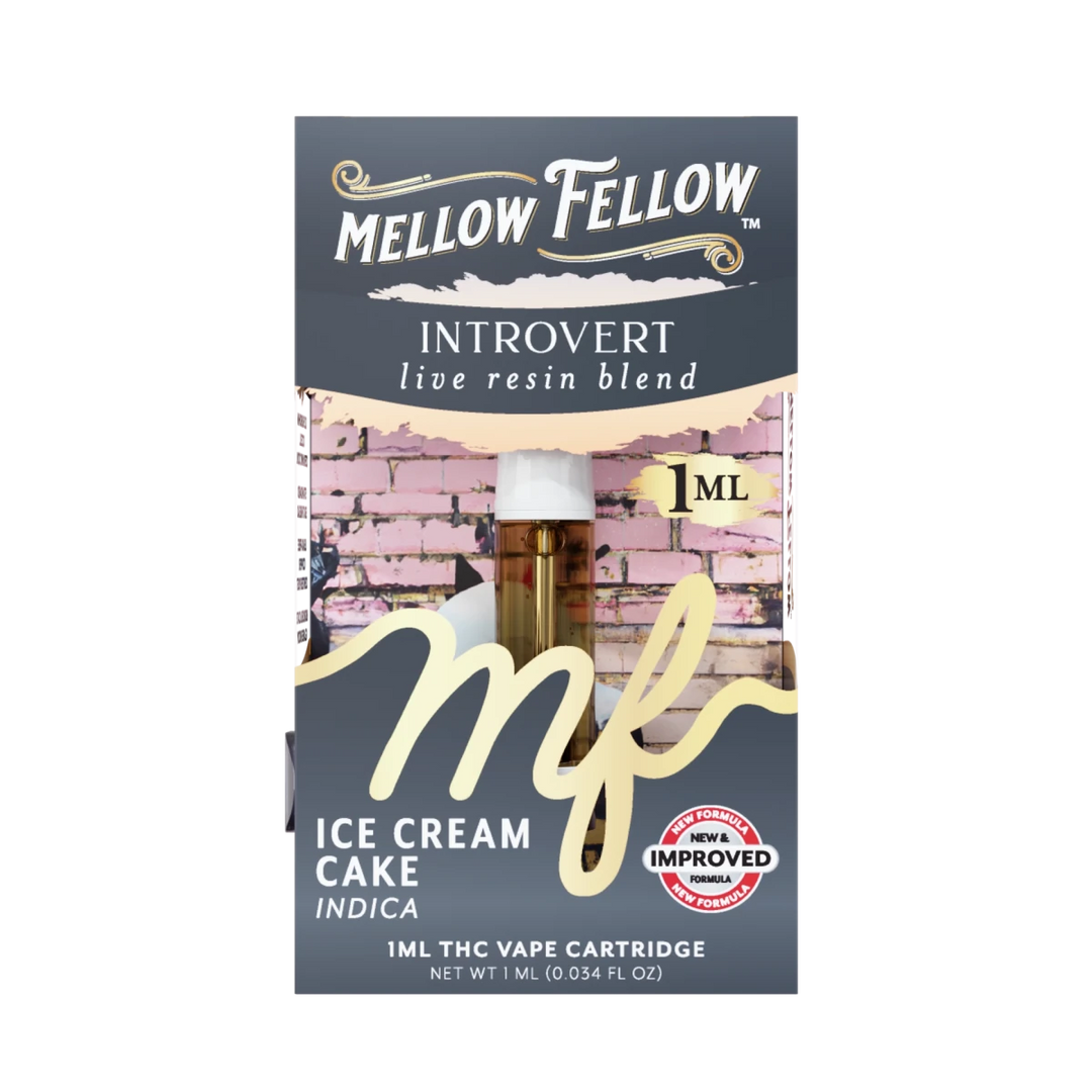 Introvert Blend 1ml Live Resin Vape Cartridge - Ice Cream Cake (Indica) - Mellow Fellow