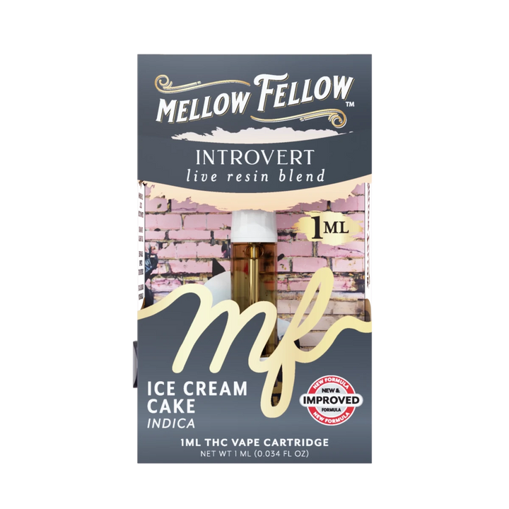Introvert Blend 1ml Live Resin Vape Cartridge - Ice Cream Cake (Indica) - Mellow Fellow