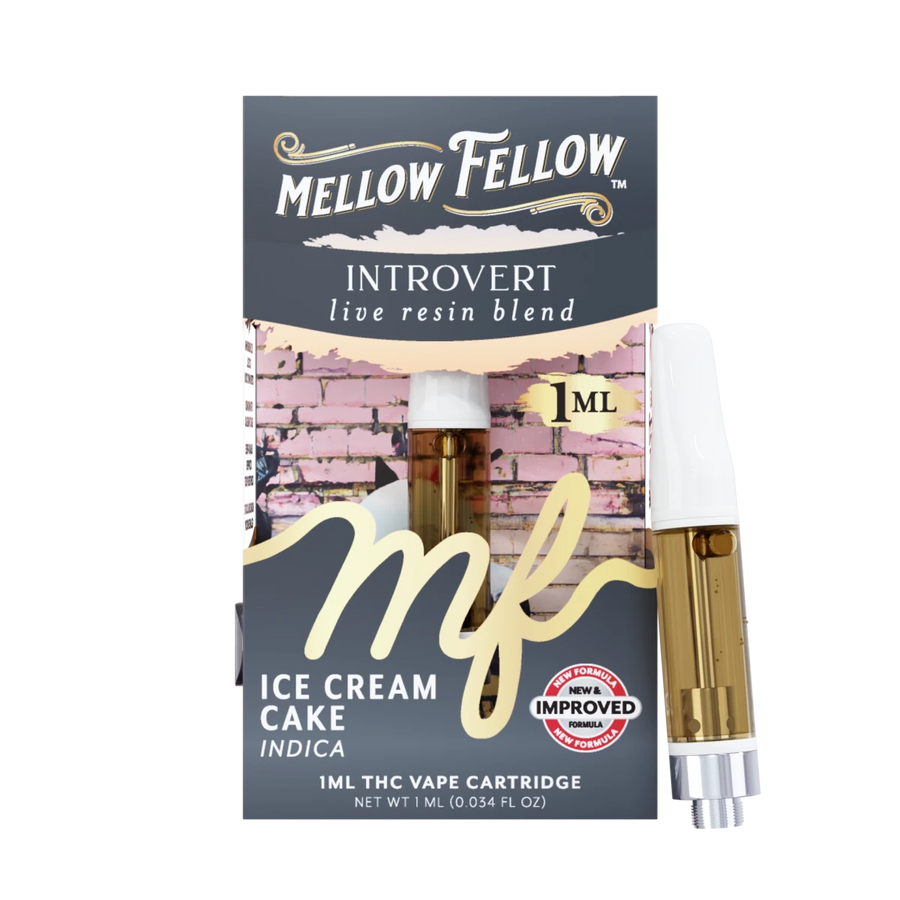 Introvert Blend 1ml Live Resin Vape Cartridge - Ice Cream Cake (Indica) - Mellow Fellow