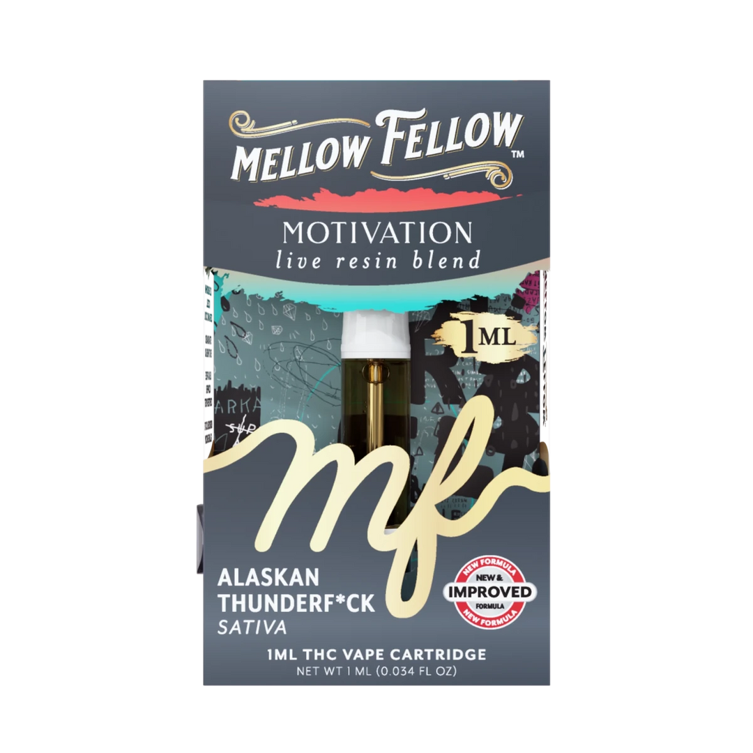 Motivation Blend 1ml Live Resin Vape Cartridge - Alaskan Thunderf*ck (Sativa) - Mellow Fellow