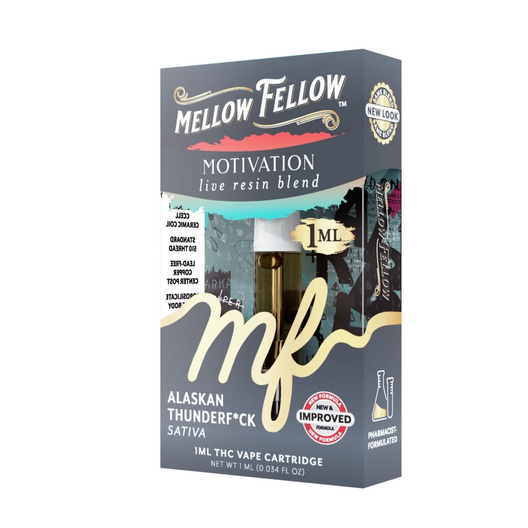 Motivation Blend 1ml Live Resin Vape Cartridge - Alaskan Thunderf*ck (Sativa) - Mellow Fellow