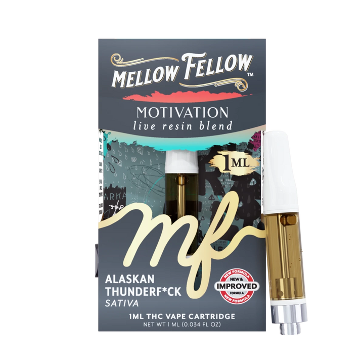 Motivation Blend 1ml Live Resin Vape Cartridge - Alaskan Thunderf*ck (Sativa) - Mellow Fellow