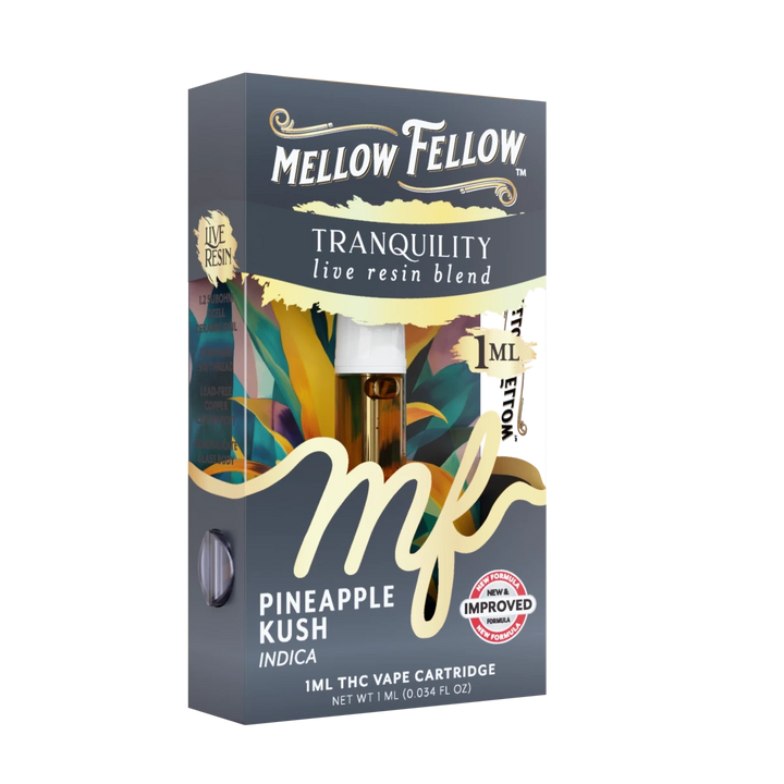 Tranquility Blend 1ml Live Resin Vape Cartridge - Pineapple Kush (Indica Dominant) - Mellow Fellow