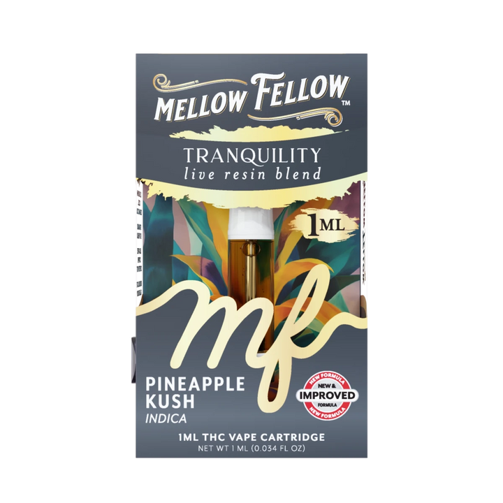 Tranquility Blend 1ml Live Resin Vape Cartridge - Pineapple Kush (Indica Dominant) - Mellow Fellow