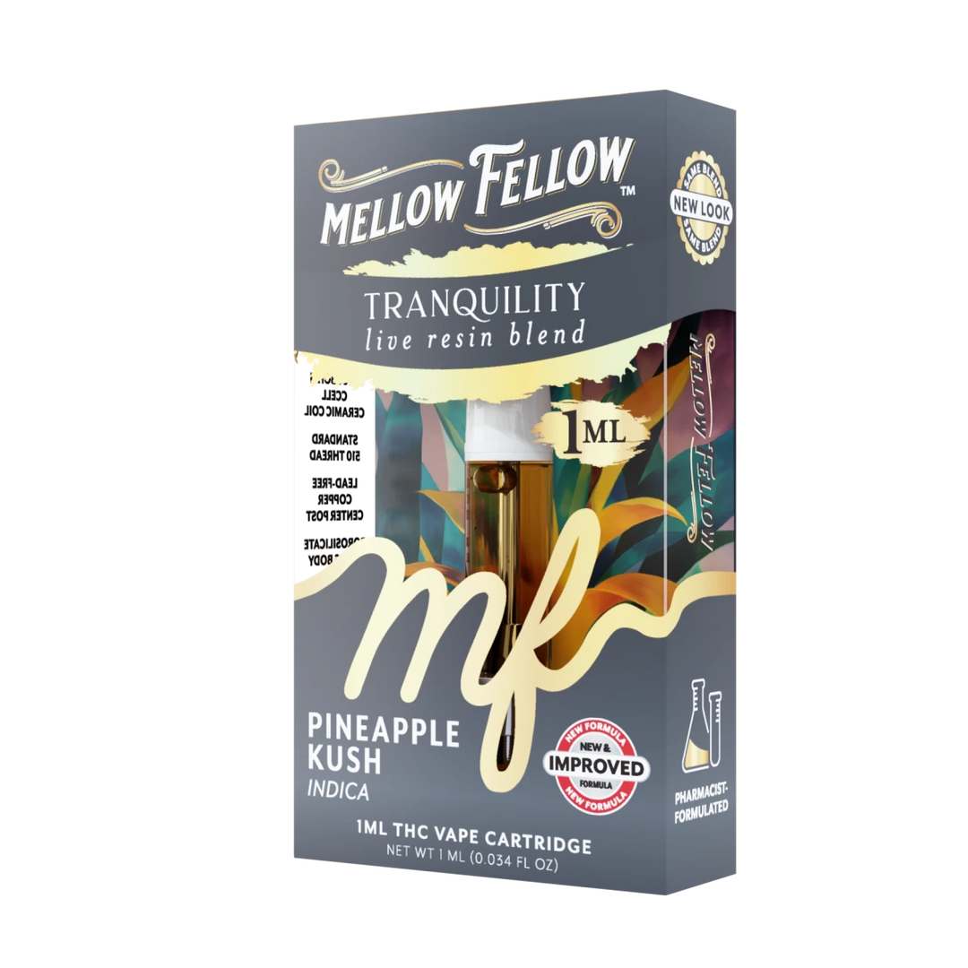Tranquility Blend 1ml Live Resin Vape Cartridge - Pineapple Kush (Indica Dominant) - Mellow Fellow