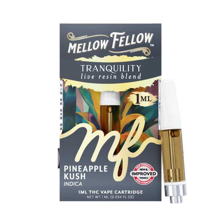 Tranquility Blend 1ml Live Resin Vape Cartridge - Pineapple Kush (Indica Dominant) - Mellow Fellow