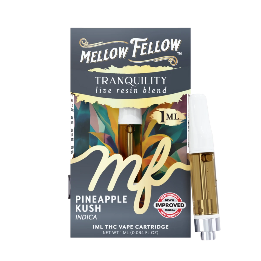 Tranquility Blend 1ml Live Resin Vape Cartridge - Pineapple Kush (Indica Dominant) - Mellow Fellow