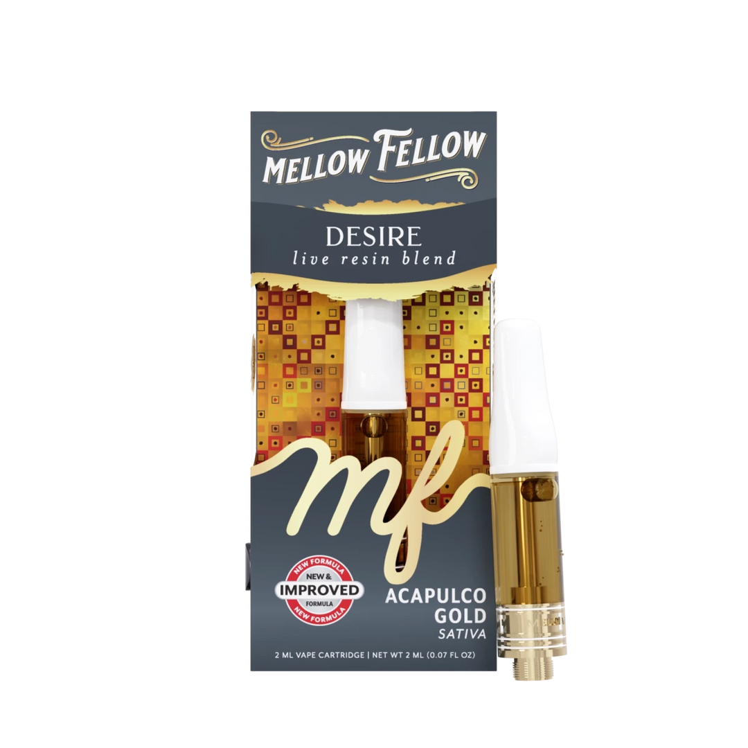 Desire Blend 2ml Live Resin Vape Cartridge - Acapulco Gold (Sativa) Mellow Fellow Desire Blend 2ml Live Resin Vape Cartridge - Acapulco Gold (Sativa) Mellow Fellow