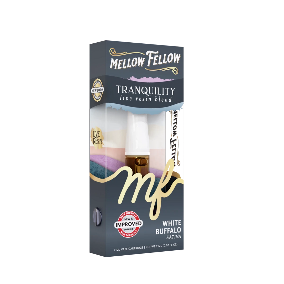 Tranquility Blend 2ml Live Resin Vape Cartridge - White Buffalo (Sativa) - Mellow Fellow