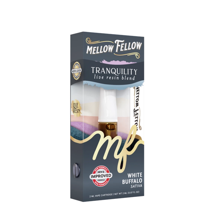Tranquility Blend 2ml Live Resin Vape Cartridge - White Buffalo (Sativa) - Mellow Fellow