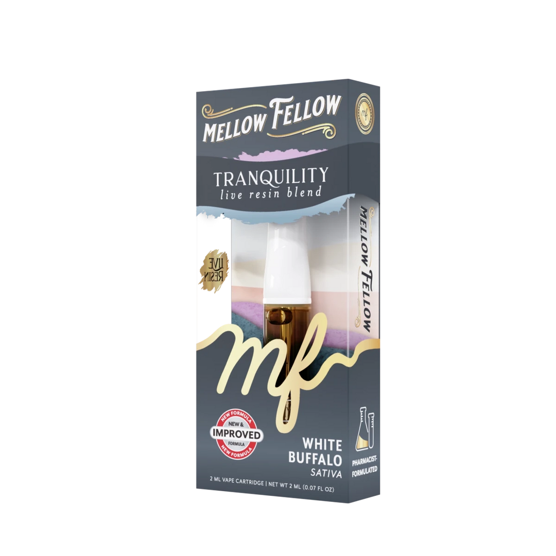 Tranquility Blend 2ml Live Resin Vape Cartridge - White Buffalo (Sativa) - Mellow Fellow