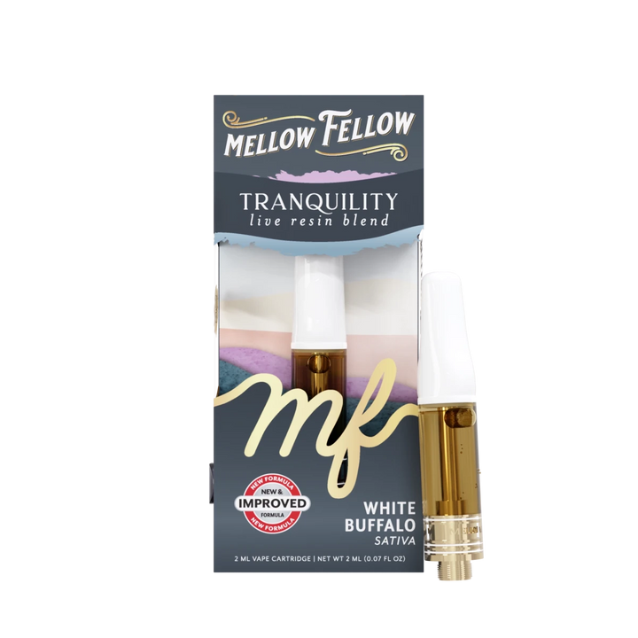 Tranquility Blend 2ml Live Resin Vape Cartridge - White Buffalo (Sativa) - Mellow Fellow