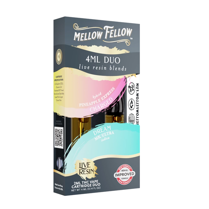 Charged - Pineapple Express (Hybrid) & Dream - MK Ultra (Indica) - Live Resin 4ml Vape Cart Duo - Mellow Fellow