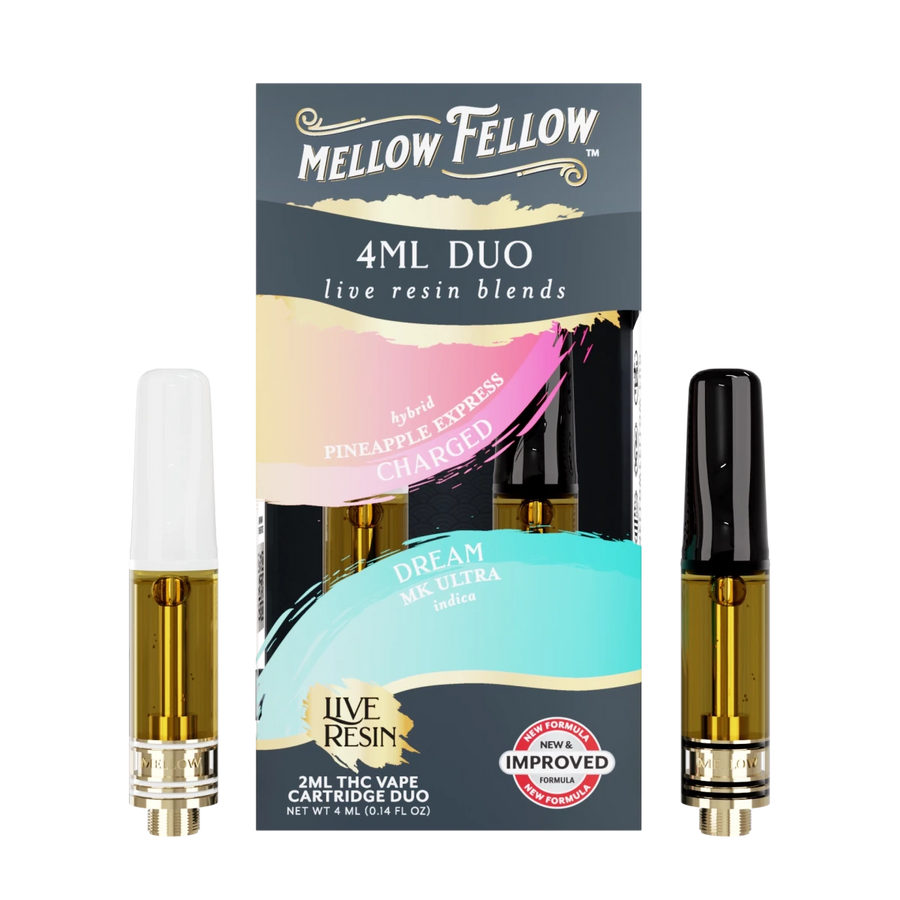 Charged - Pineapple Express (Hybrid) & Dream - MK Ultra (Indica) - Live Resin 4ml Vape Cart Duo - Mellow Fellow