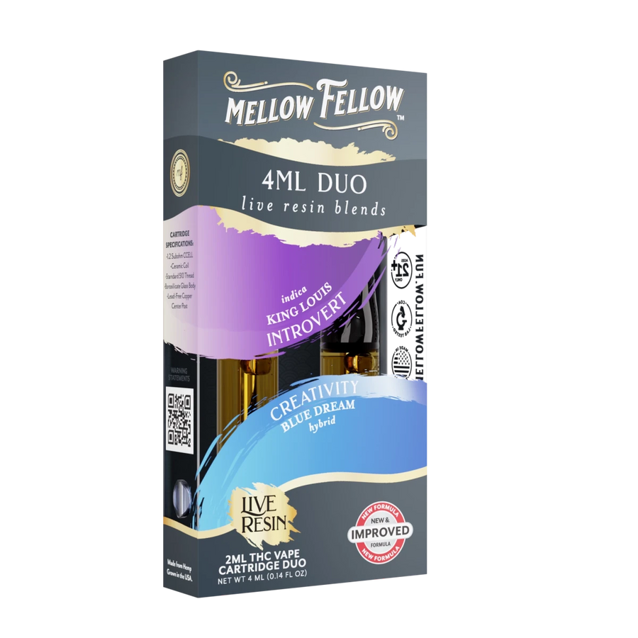 Introvert - King Louis (Indica) & Creativity - Blue Dream (Hybrid) - Live Resin 4ml Vape Cart Duo - Mellow Fellow