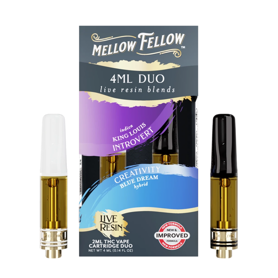 Introvert - King Louis (Indica) & Creativity - Blue Dream (Hybrid) - Live Resin 4ml Vape Cart Duo - Mellow Fellow