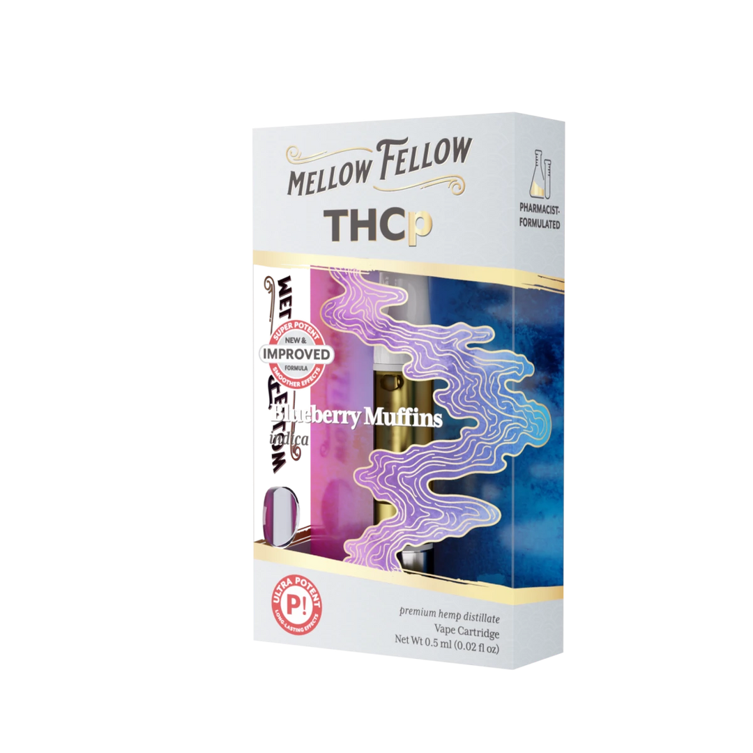 THCp 0.5ml Vape Cartridge - Blueberry Muffins (Indica) - Mellow Fellow