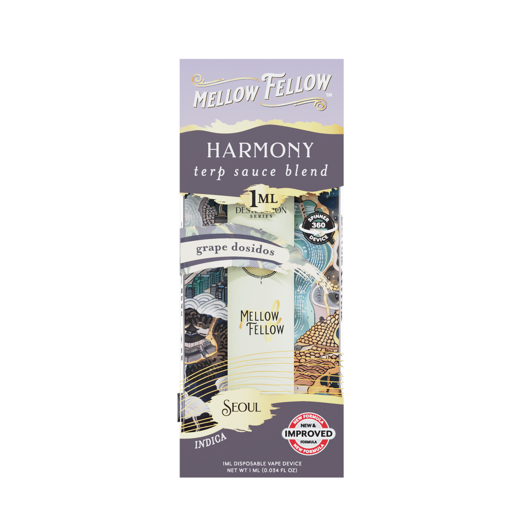 Harmony Blend - Terp Sauce 1ml Disposable Spinner Vape - Grape Dosidos (Indica)