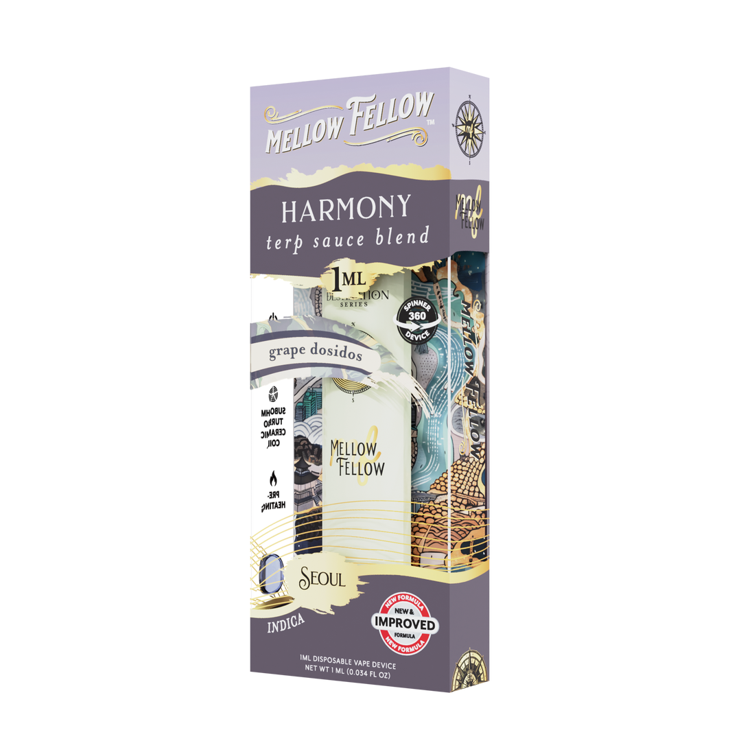 Harmony Blend - Terp Sauce 1ml Disposable Spinner Vape - Grape Dosidos (Indica)