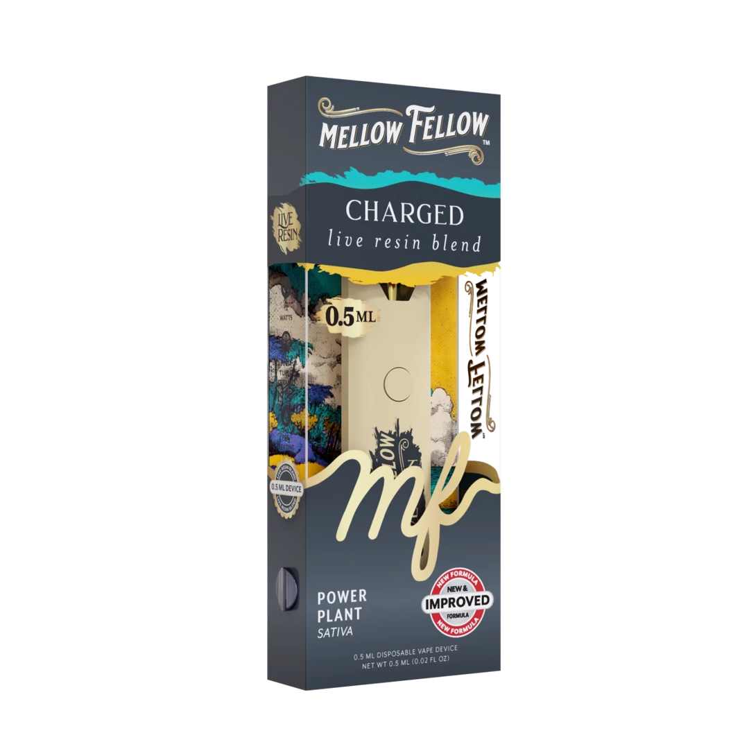 Charged Blend 0.5ml Live Resin Disposable Vape - Power Plant (Sativa) - Mellow Fellow Charged Blend 0.5ml Live Resin Disposable Vape - Power Plant (Sativa) - Mellow Fellow