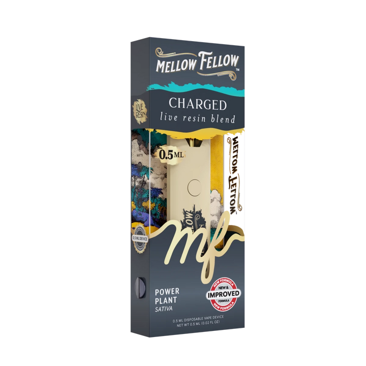 Charged Blend 0.5ml Live Resin Disposable Vape - Power Plant (Sativa) - Mellow Fellow