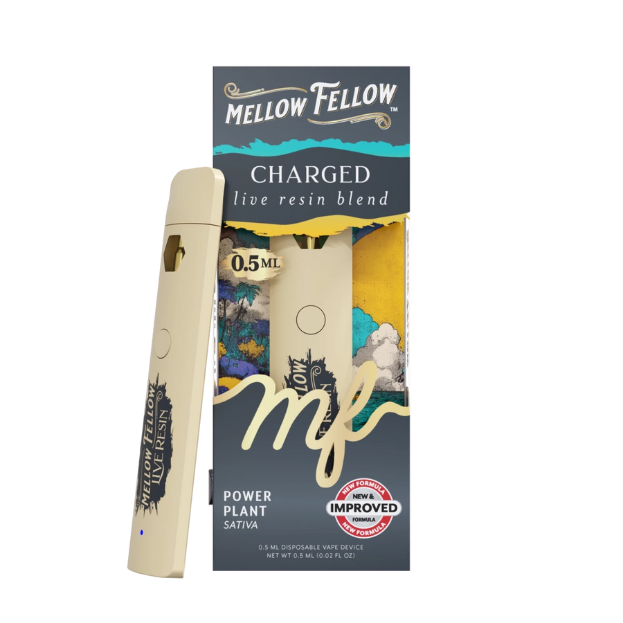 Charged Blend 0.5ml Live Resin Disposable Vape - Power Plant (Sativa) - Mellow Fellow Charged Blend 0.5ml Live Resin Disposable Vape - Power Plant (Sativa) - Mellow Fellow