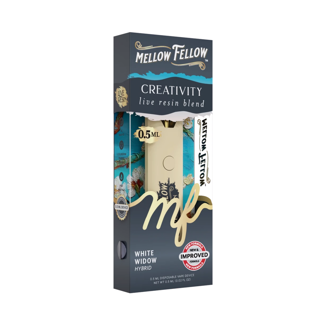 Creativity Blend 0.5ml Live Resin Disposable Vape - White Widow (Hybri - Mellow Fellow Creativity Blend 0.5ml Live Resin Disposable Vape - White Widow (Hybri - Mellow Fellow