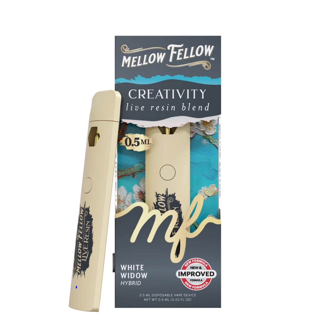 Creativity Blend 0.5ml Live Resin Disposable Vape - White Widow (Hybri - Mellow Fellow Creativity Blend 0.5ml Live Resin Disposable Vape - White Widow (Hybri - Mellow Fellow