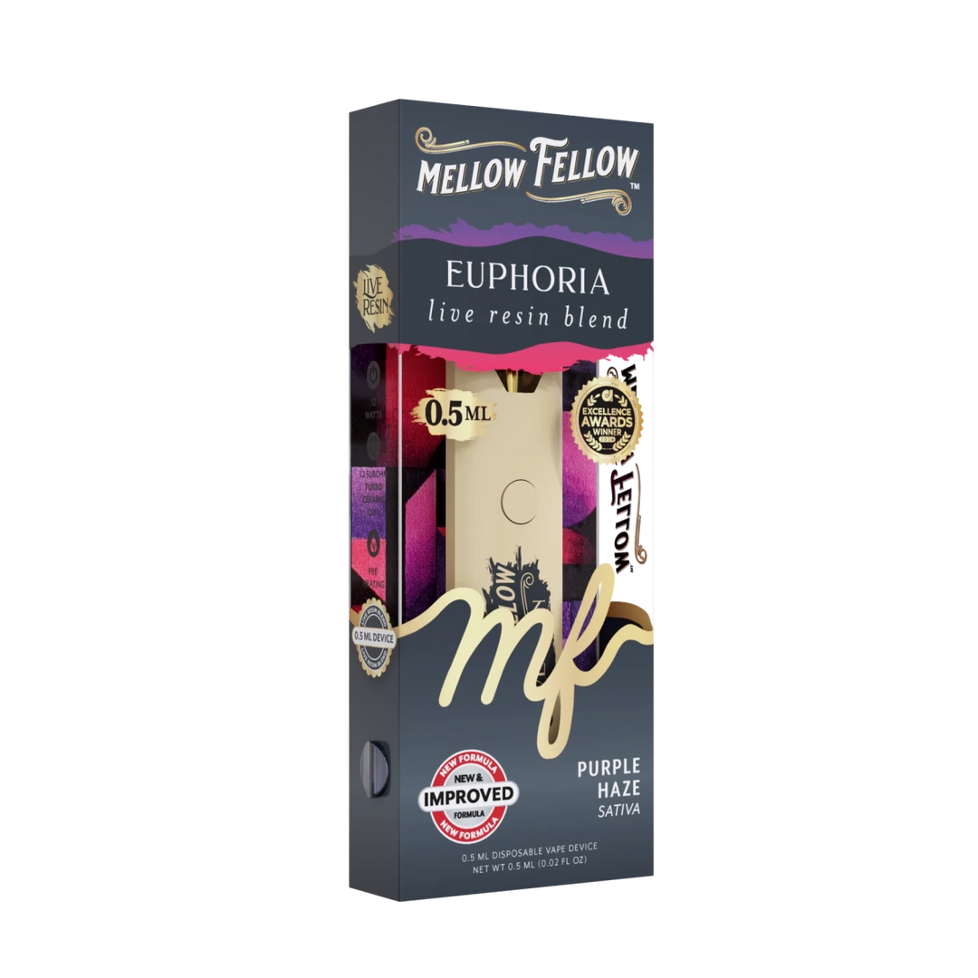 Euphoria Blend 0.5ml Live Resin Disposable Vape - Purple Haze (Sativa) -  Mellow Fellow